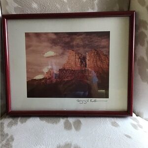 Framed Landscape Photo Print in burgundy Frame